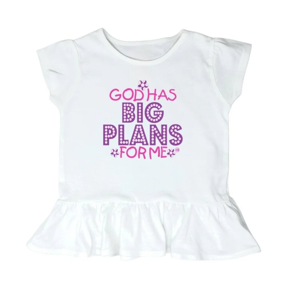 God Has Big Plans For Me - Girl's Ruffle Bottom Inspirational Toddler T-Shirt